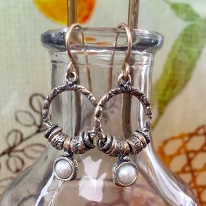 Shablool sterling silver earrings with pearl dangle
